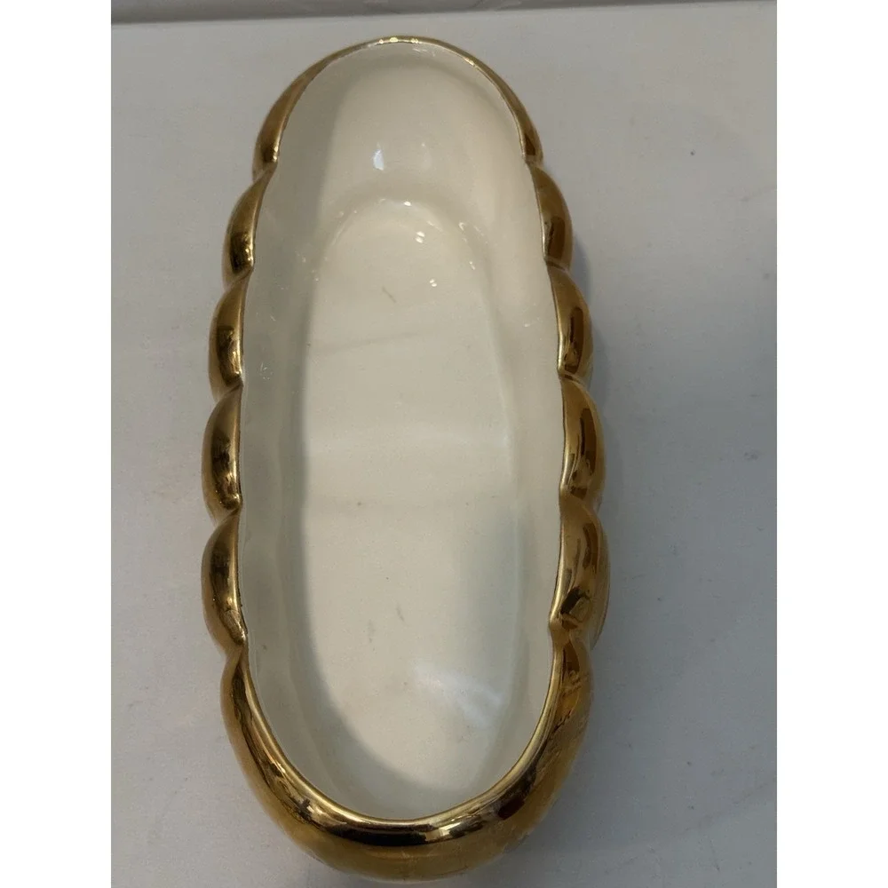 Vintage Swetye Pottery‎ Salem Ohio 22K Gold Planter Bowl Mid Century ~10 x 4